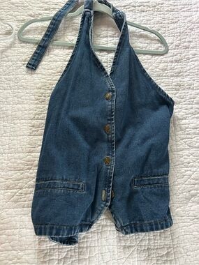 Denim Halter open back top - Blue